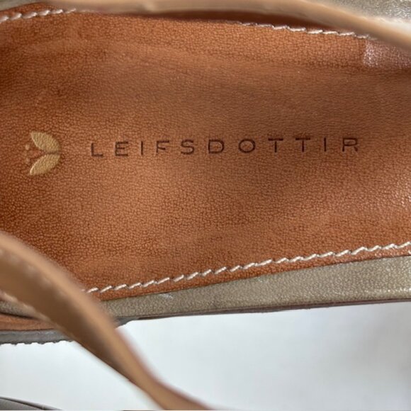 Leifsdottir Two Tone Taupe/Tan Platform All Leather Sandals Women's Size 10.5/41 - Picture 4 of 13